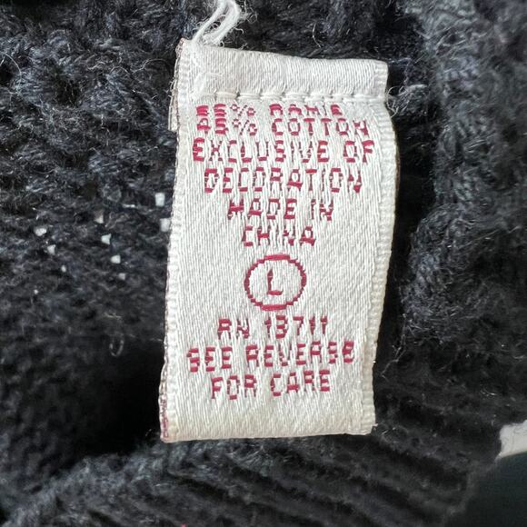 VINTAGE Karen Scott HandKnit SPICY HOT Black Long Sleeve Mock Pullover Sweater L - Picture 8 of 9